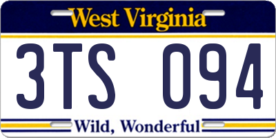 WV license plate 3TS094