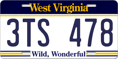 WV license plate 3TS478