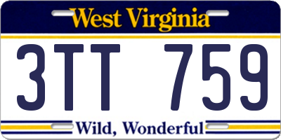 WV license plate 3TT759