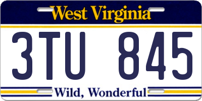 WV license plate 3TU845