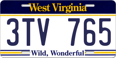WV license plate 3TV765