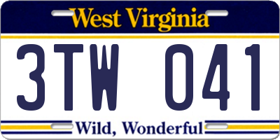 WV license plate 3TW041