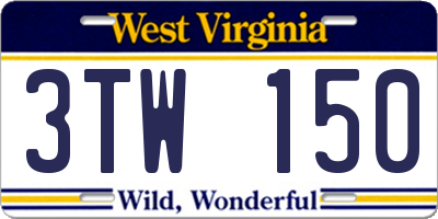 WV license plate 3TW150