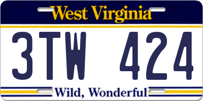 WV license plate 3TW424