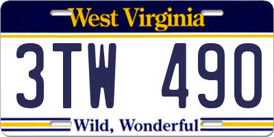 WV license plate 3TW490
