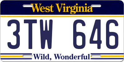 WV license plate 3TW646