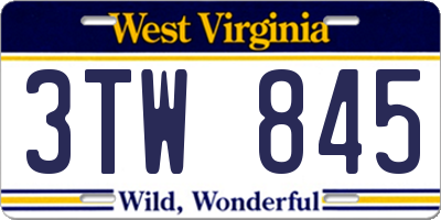 WV license plate 3TW845