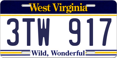 WV license plate 3TW917