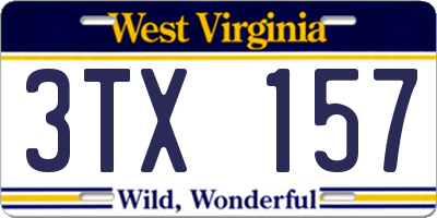 WV license plate 3TX157