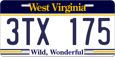 WV license plate 3TX175