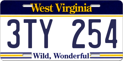 WV license plate 3TY254