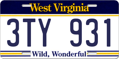 WV license plate 3TY931
