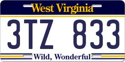 WV license plate 3TZ833