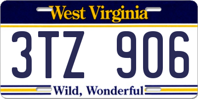 WV license plate 3TZ906