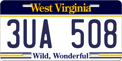 WV license plate 3UA508