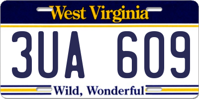 WV license plate 3UA609