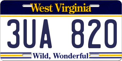 WV license plate 3UA820
