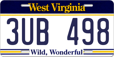 WV license plate 3UB498