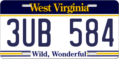 WV license plate 3UB584
