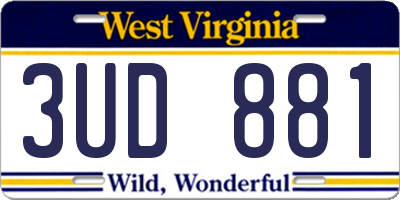 WV license plate 3UD881