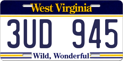 WV license plate 3UD945