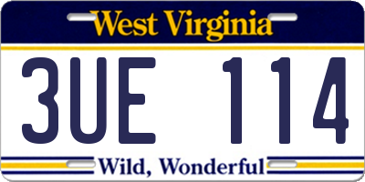 WV license plate 3UE114