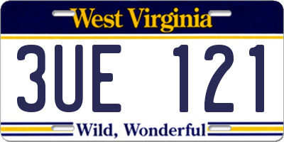 WV license plate 3UE121
