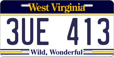 WV license plate 3UE413