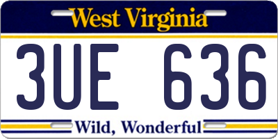 WV license plate 3UE636
