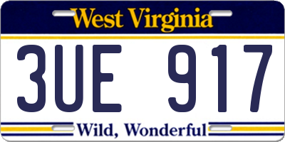WV license plate 3UE917