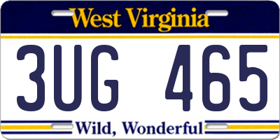 WV license plate 3UG465