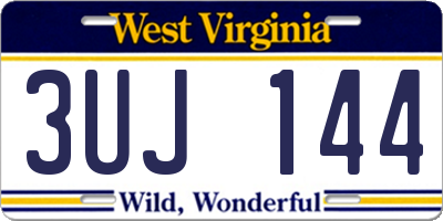 WV license plate 3UJ144