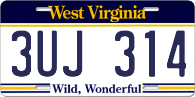 WV license plate 3UJ314
