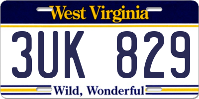 WV license plate 3UK829