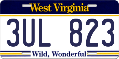 WV license plate 3UL823