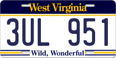 WV license plate 3UL951