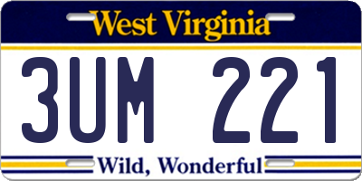 WV license plate 3UM221