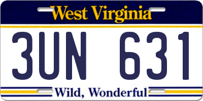 WV license plate 3UN631