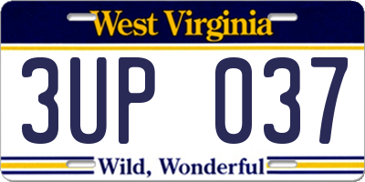WV license plate 3UP037