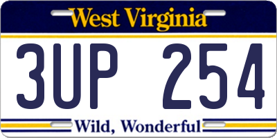 WV license plate 3UP254