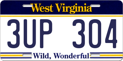 WV license plate 3UP304
