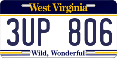 WV license plate 3UP806