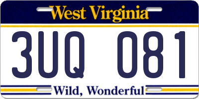 WV license plate 3UQ081
