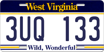 WV license plate 3UQ133