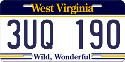 WV license plate 3UQ190