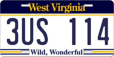 WV license plate 3US114