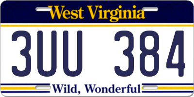 WV license plate 3UU384
