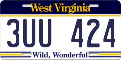 WV license plate 3UU424
