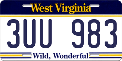 WV license plate 3UU983