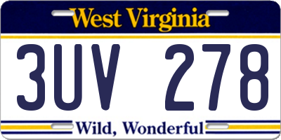 WV license plate 3UV278